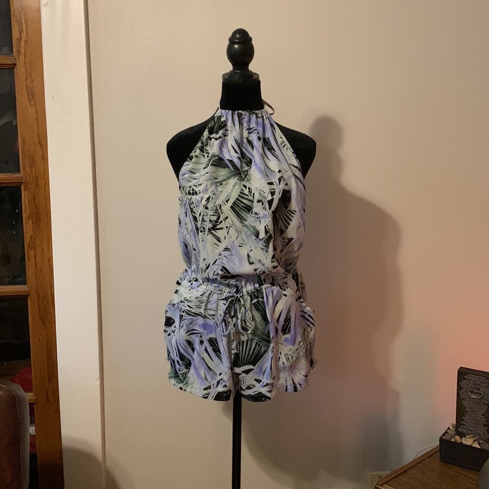 Olivaceous Tropical Halter Romper